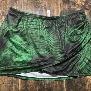 Swim By Cacique Size 16 Black & Green Breezy Palm‎ Faux Wrap Skirt
